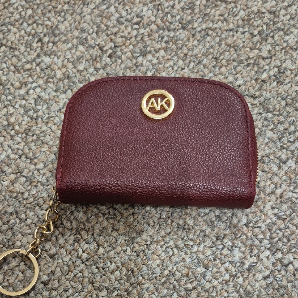 Anne Klein Burgundy Faux Leather Keychain Wallet